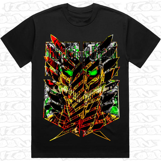 Attack on Titan on a black AS Colour Heavy tee - Single front print.