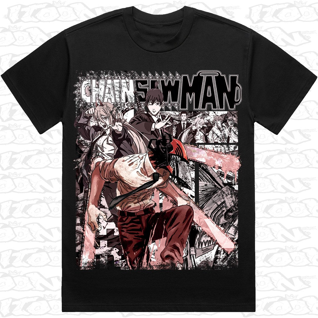 Chainsaw Man on a black AS Colour Heavy tee - Single front print.
