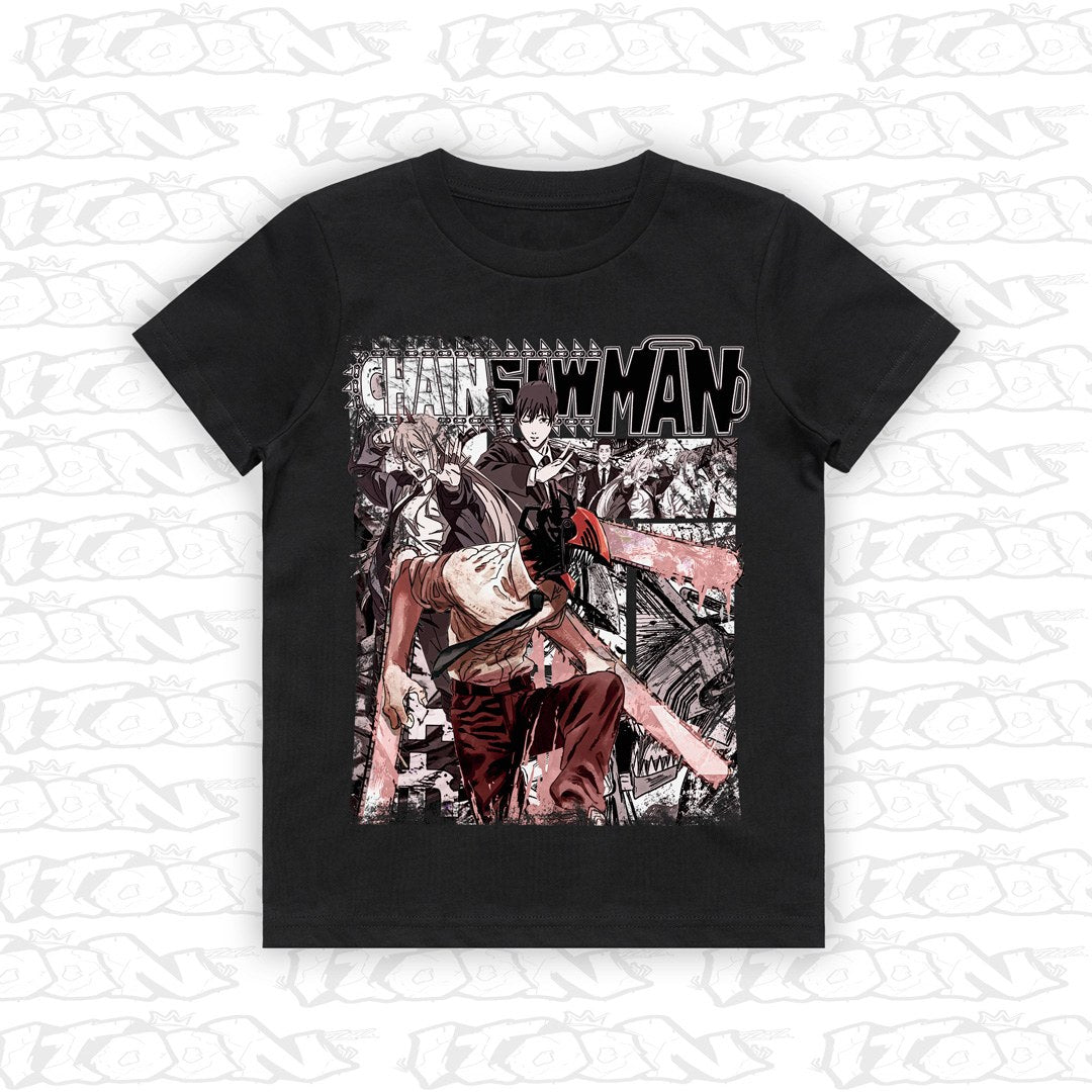 Chainsaw Man kids black tee mockup