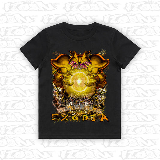 Exodia kids black tee mockup