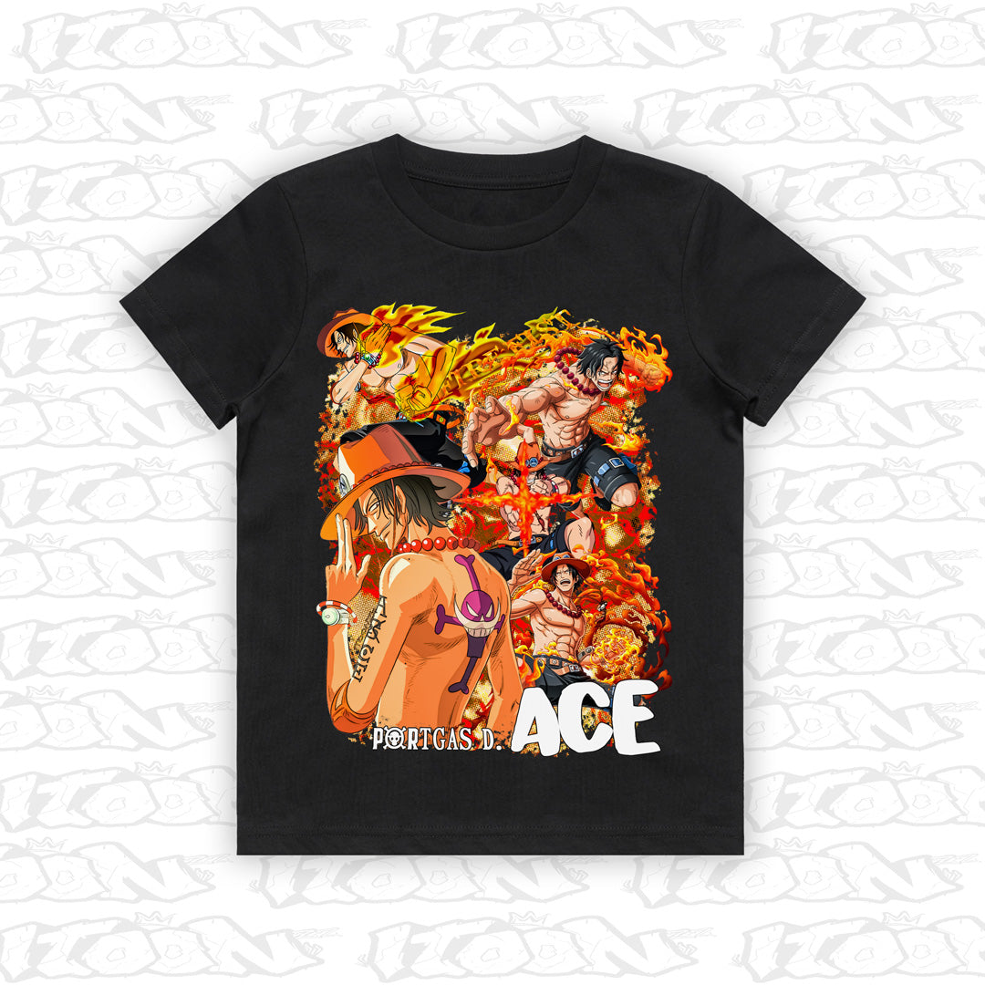 Fire Fist Ace kids black tee mockup