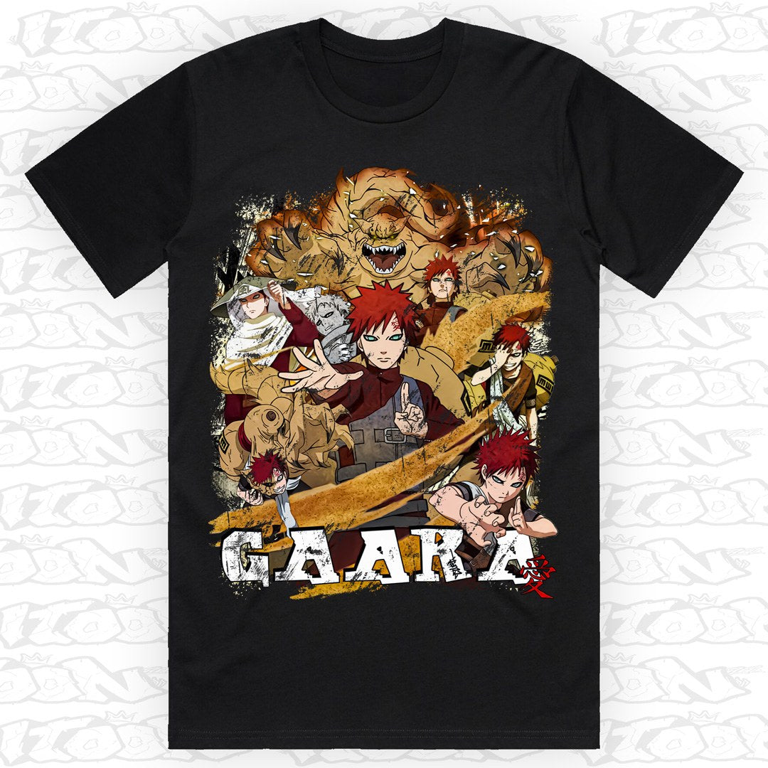 Gaara on a black AS Colour Block tee - Single front print.
