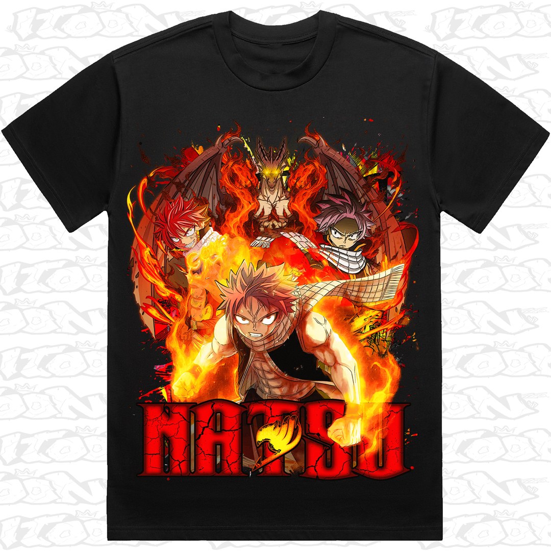 Natsu #2 on a black AS Colour Heavy tee - Single front print.