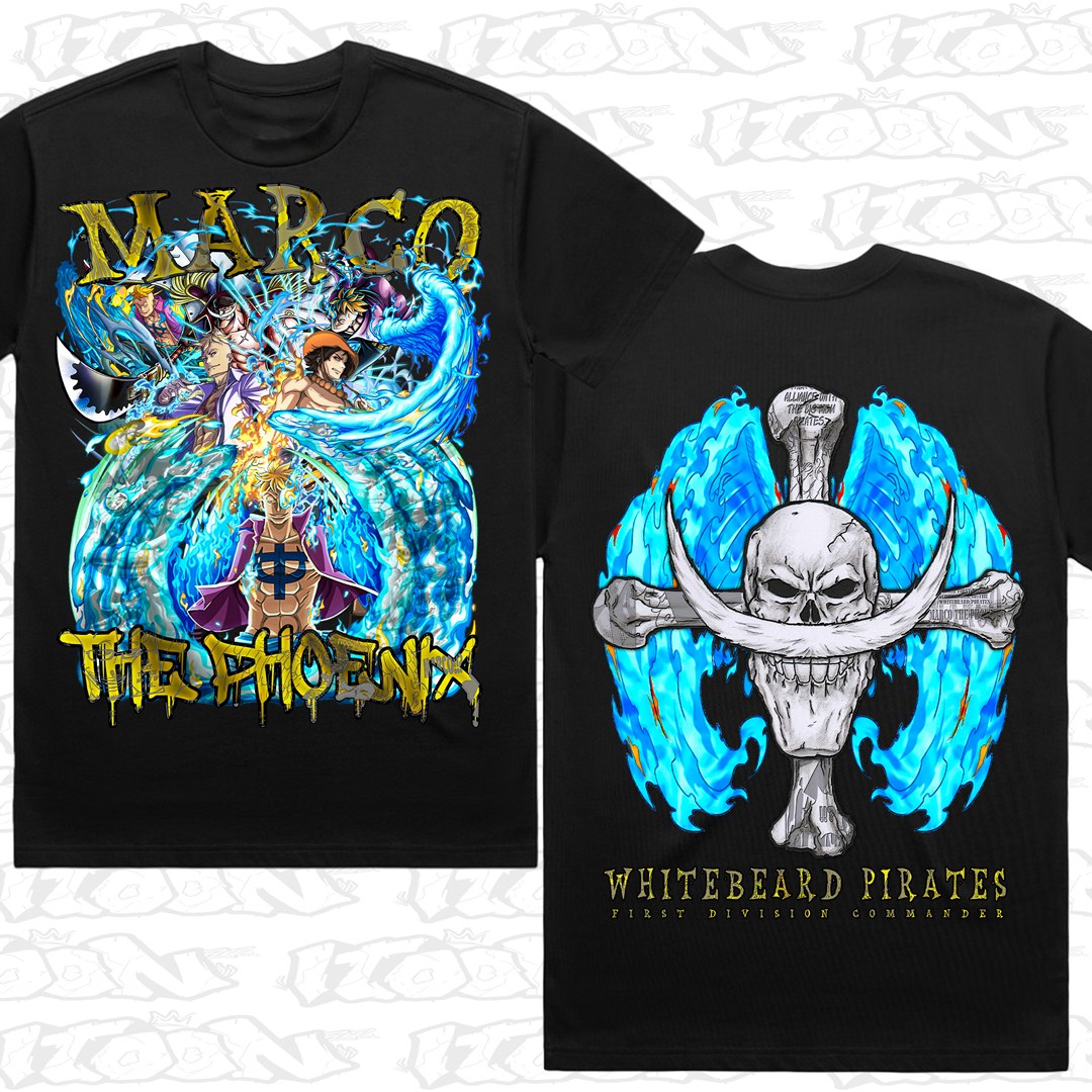 Marco the Phoenix on a black AS Colour Heavy tee - Front and back print.