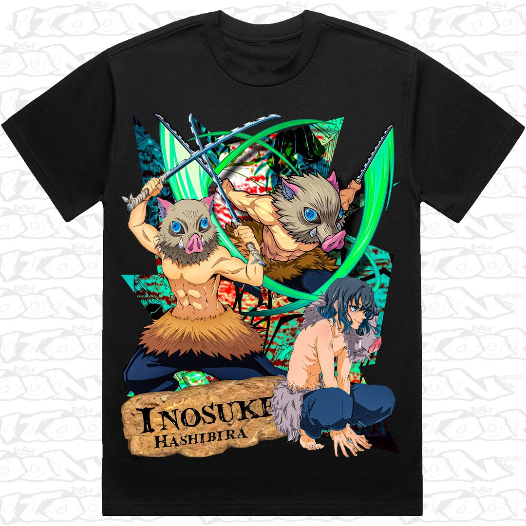 Inosuke on a black AS Colour Heavy tee - Single front print.