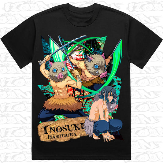 Inosuke on a black AS Colour Heavy tee - Single front print.