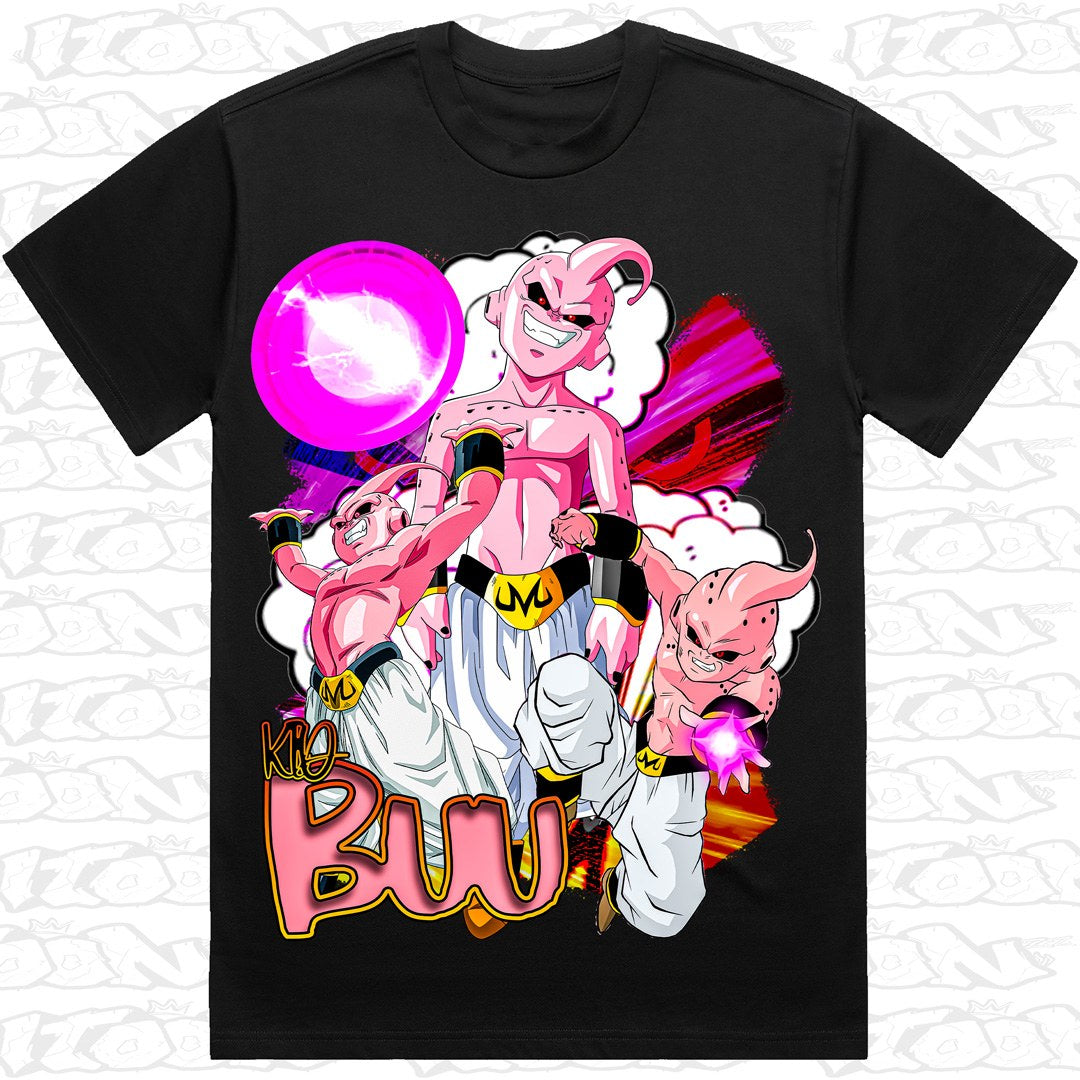 Kid Buu on a black AS Colour Heavy tee - Single front print.