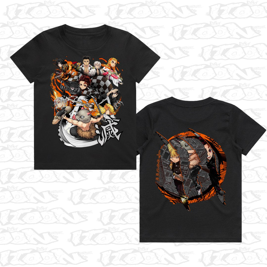 Demon Slayer kids black tee mockup