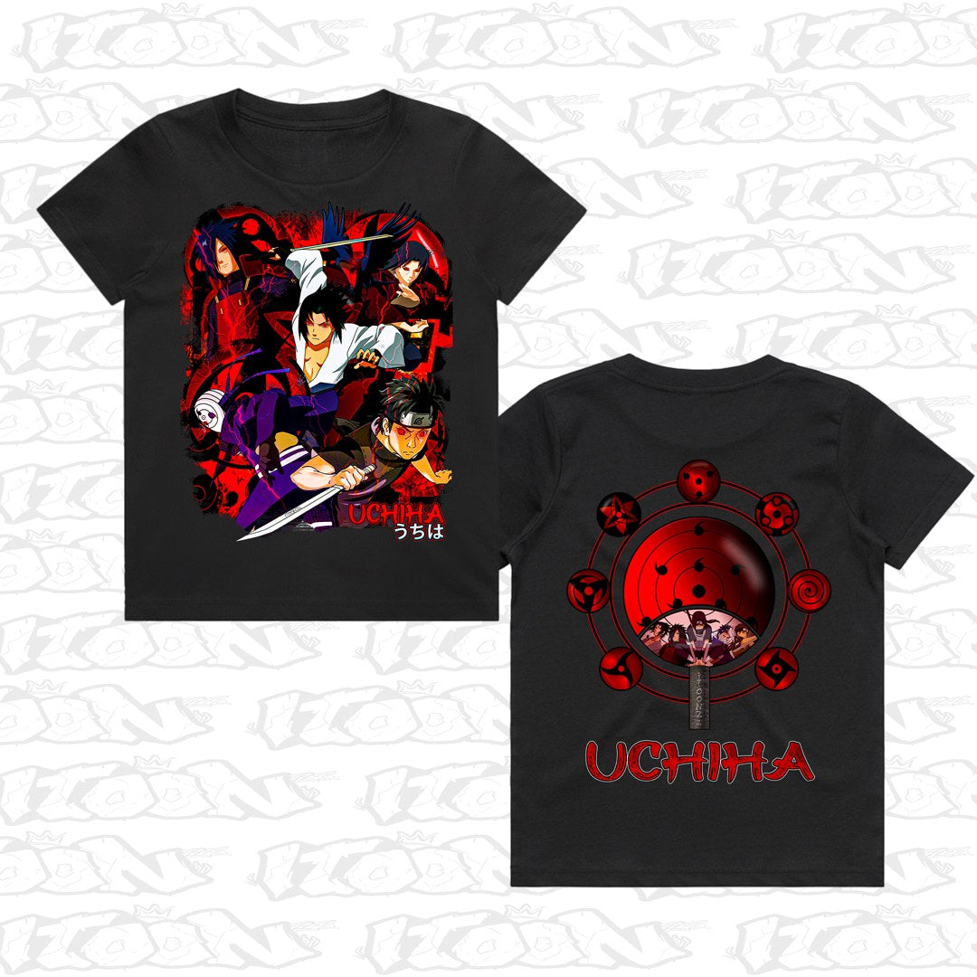 The Uchiha Clan kids black tee mockup