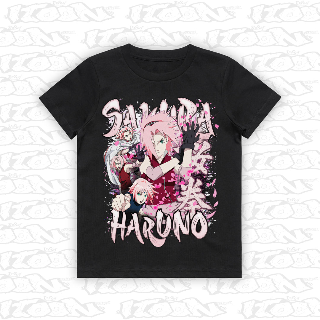 Sakura kids black tee mockup