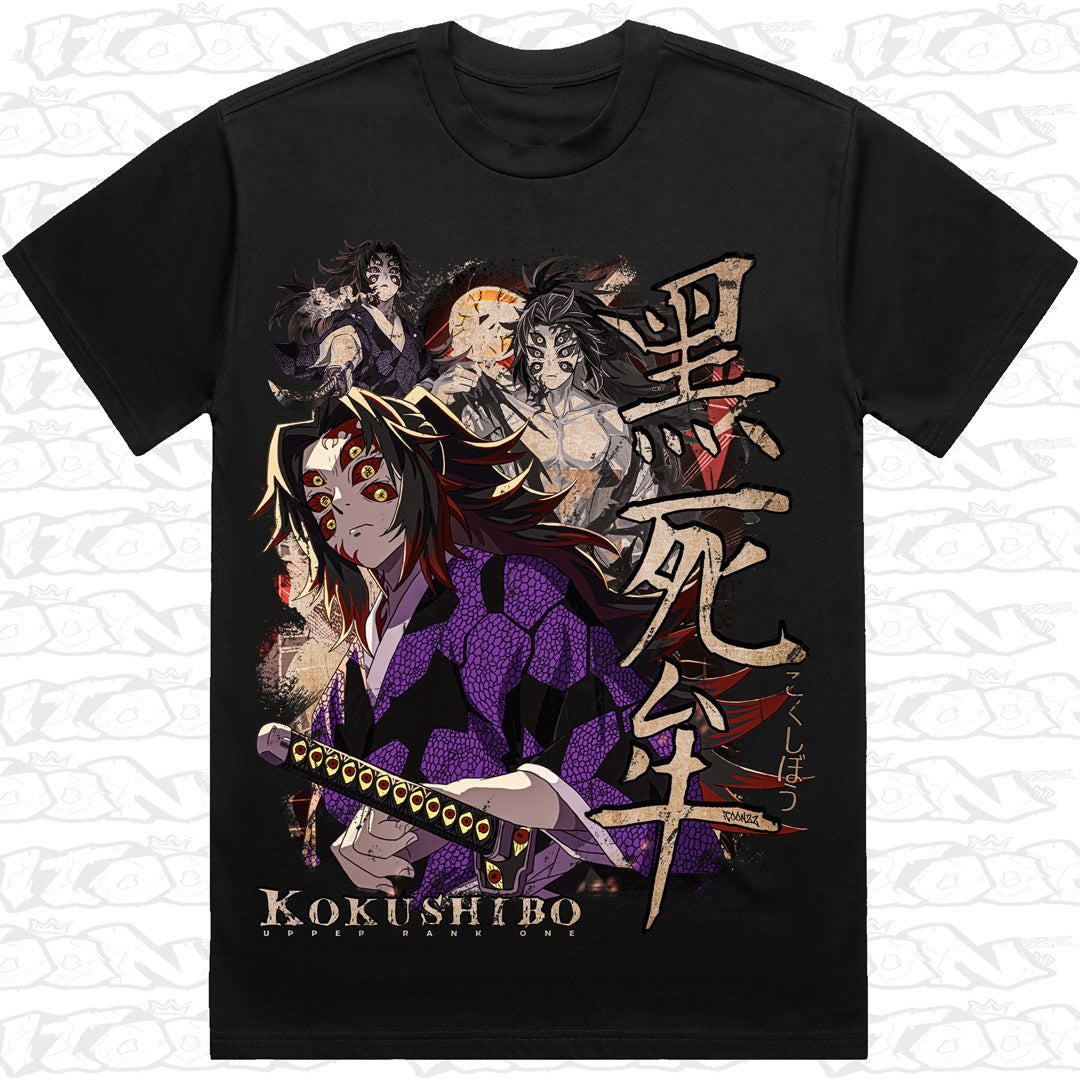 Kokushibo on a black AS Colour Heavy tee - Single front print.