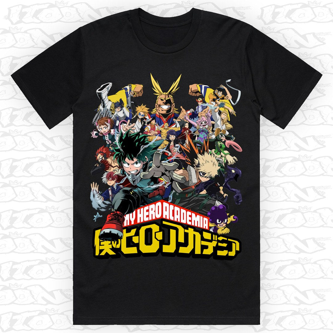 MHA on a black AS Colour Block tee - Single front print.