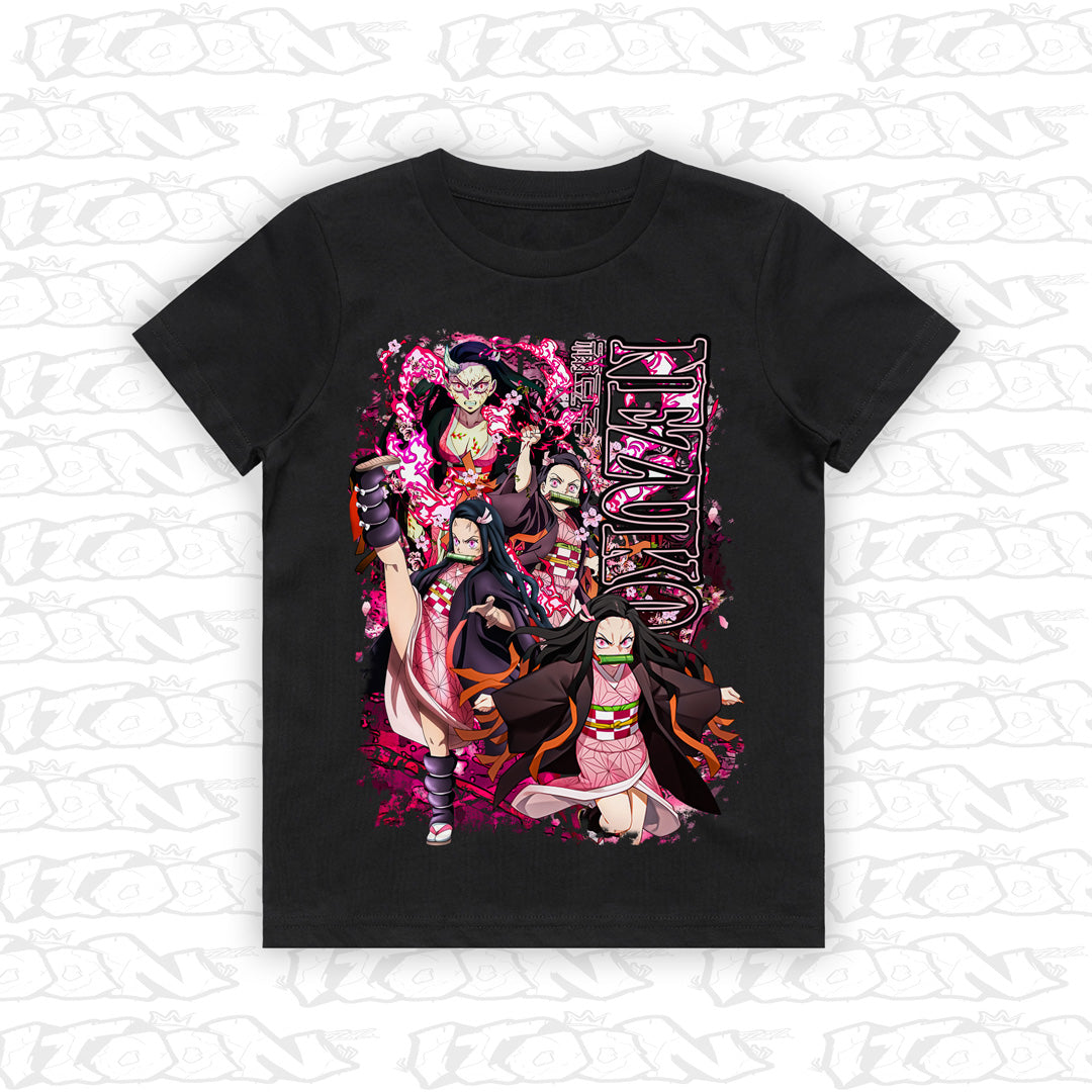 Nezuko kids black tee mockup