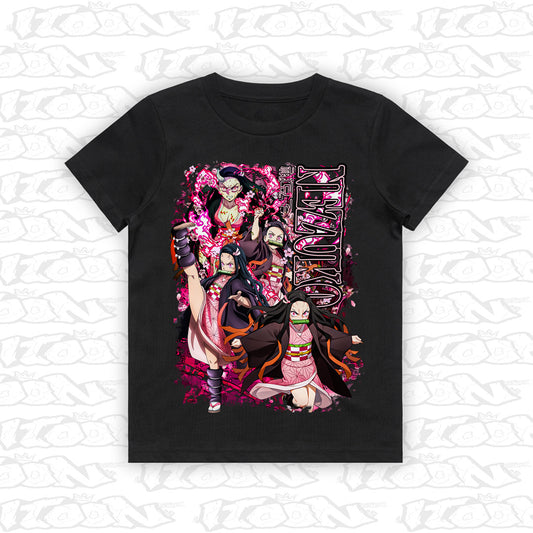 Nezuko kids black tee mockup