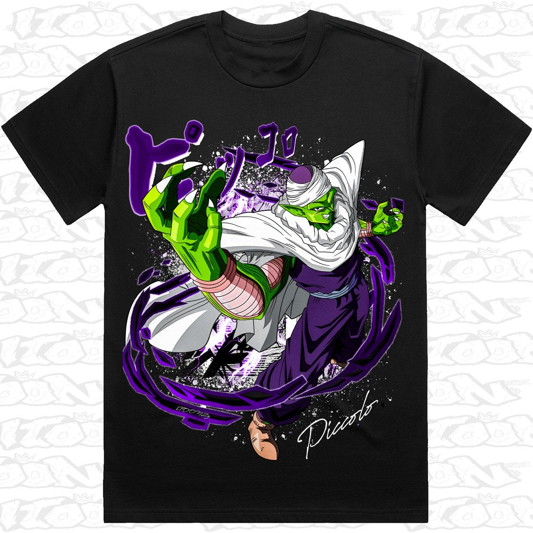 Piccolo on a black AS Colour Heavy tee - Single front print.