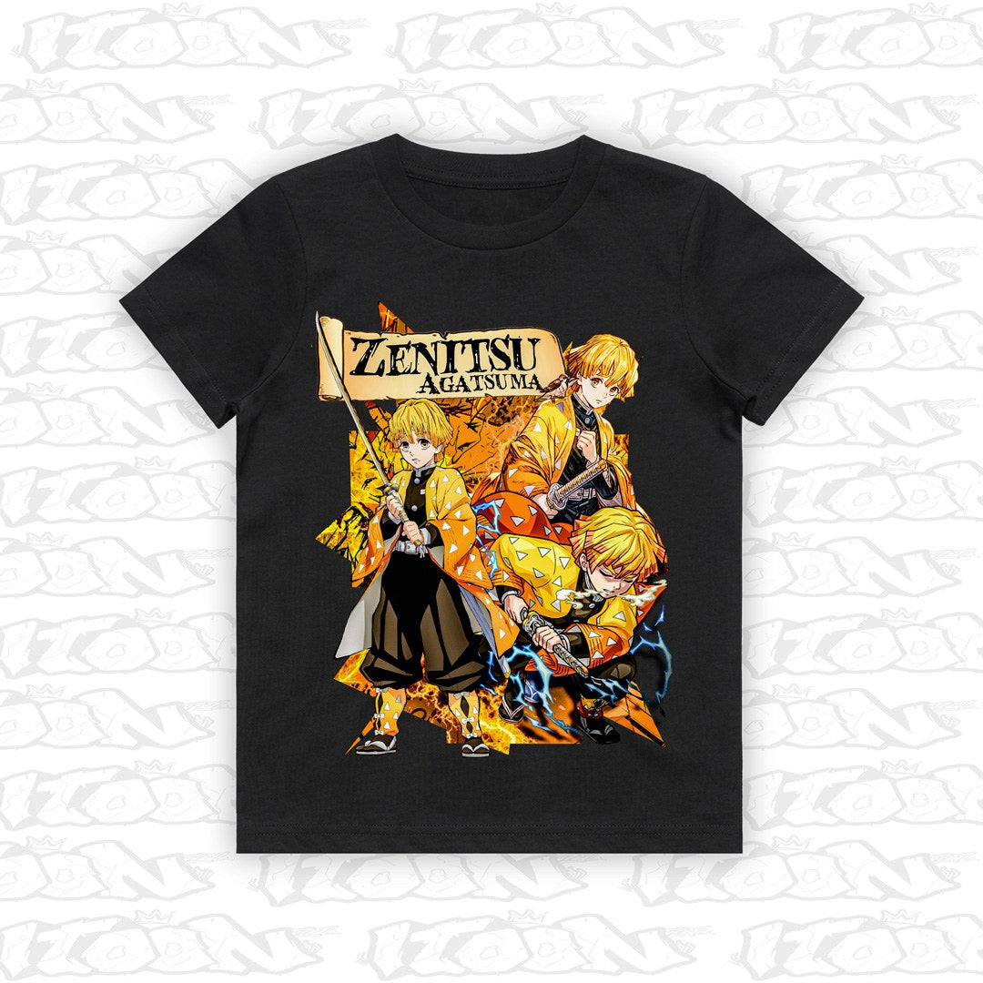 Zenitsu kids black tee mockup