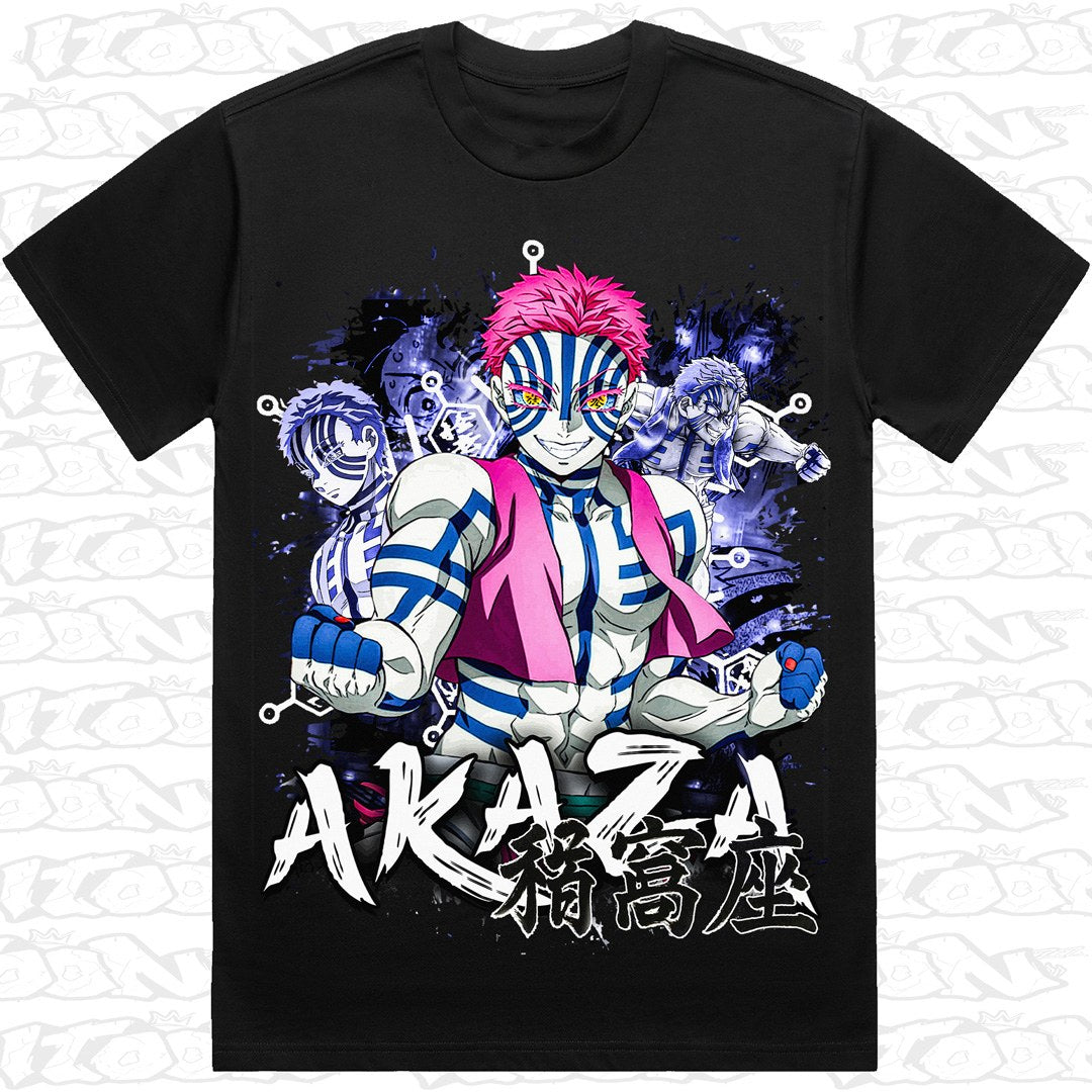 Akaza on a black AS Colour Heavy tee - Single front print.