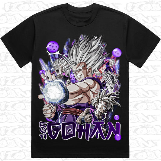 Beast Gohan on a black AS Colour Heavy tee - Single front print.