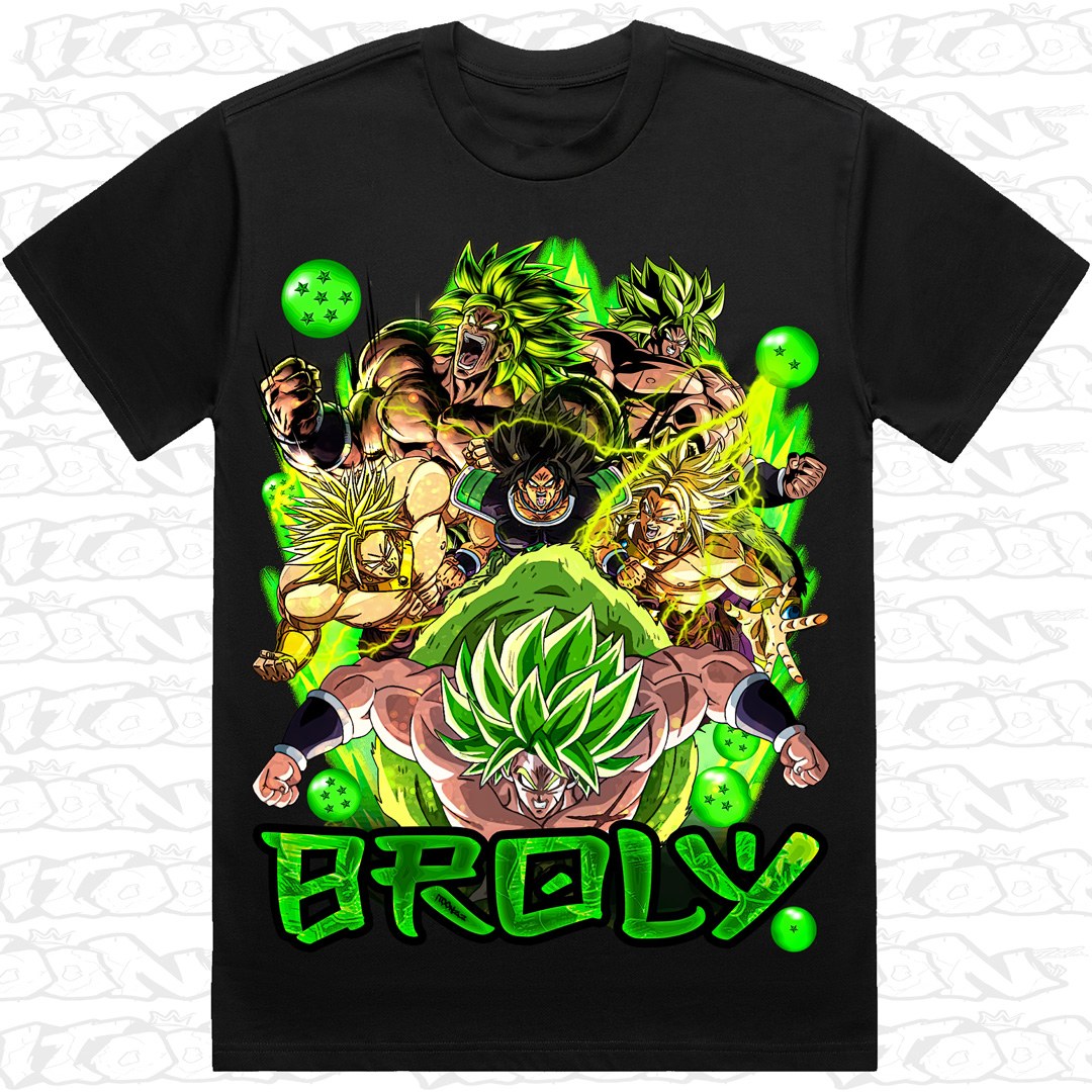 Broly Berserker on a black AS Colour Heavy tee - Single front print.