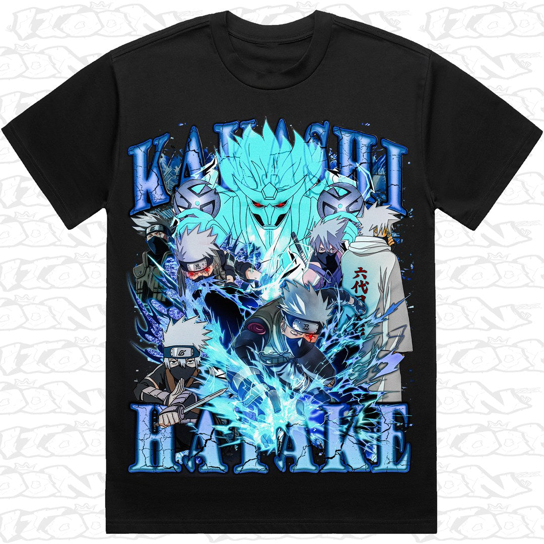 Kakashi on a black AS Colour Heavy tee - Single front print.