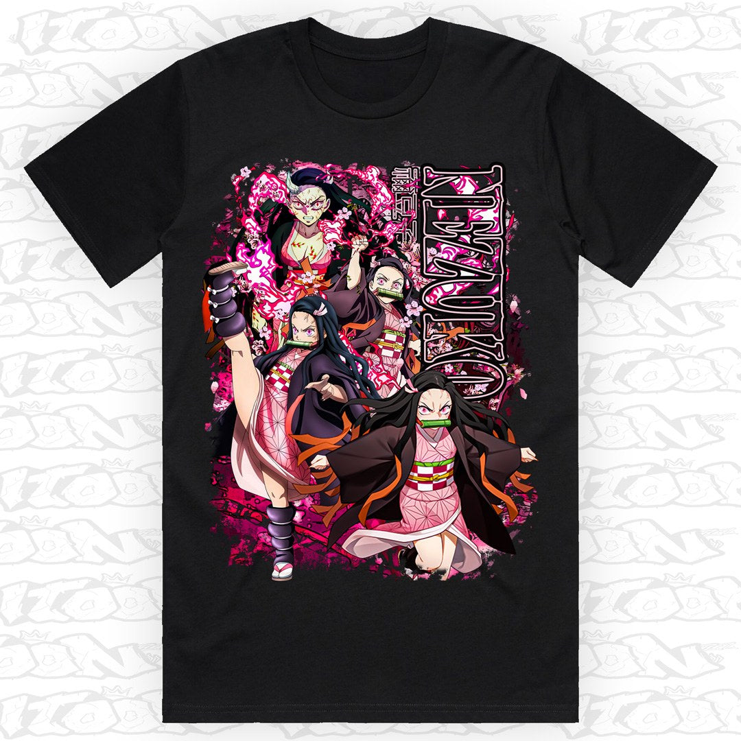 Nezuko on a black AS Colour Block tee - Single front print.