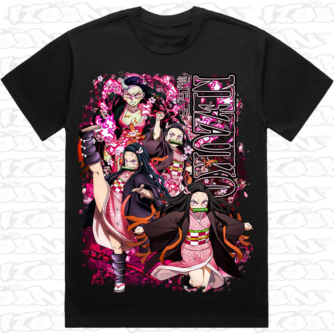 Nezuko on a black AS Colour Heavy tee - Single front print.