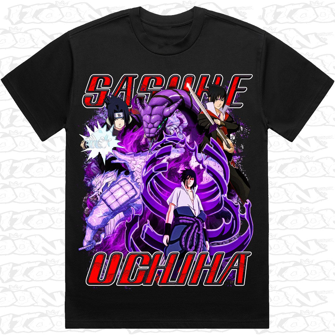Sasuke on a black AS Colour Heavy tee - Single front print.