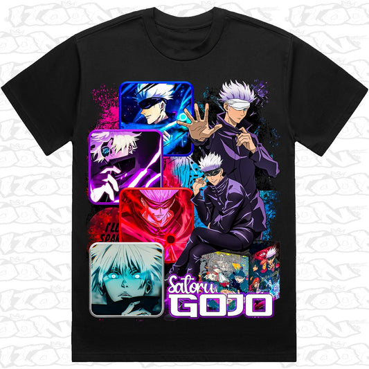 Satoru Gojo on a black AS Colour Heavy tee - Single front print.