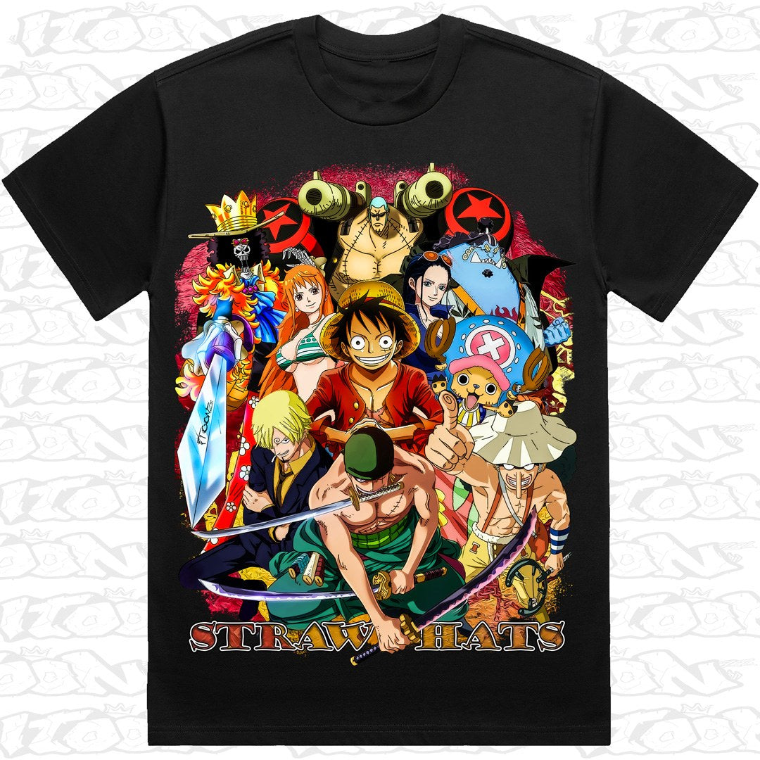 Straw Hats on a black AS Colour Heavy tee - Single front print.