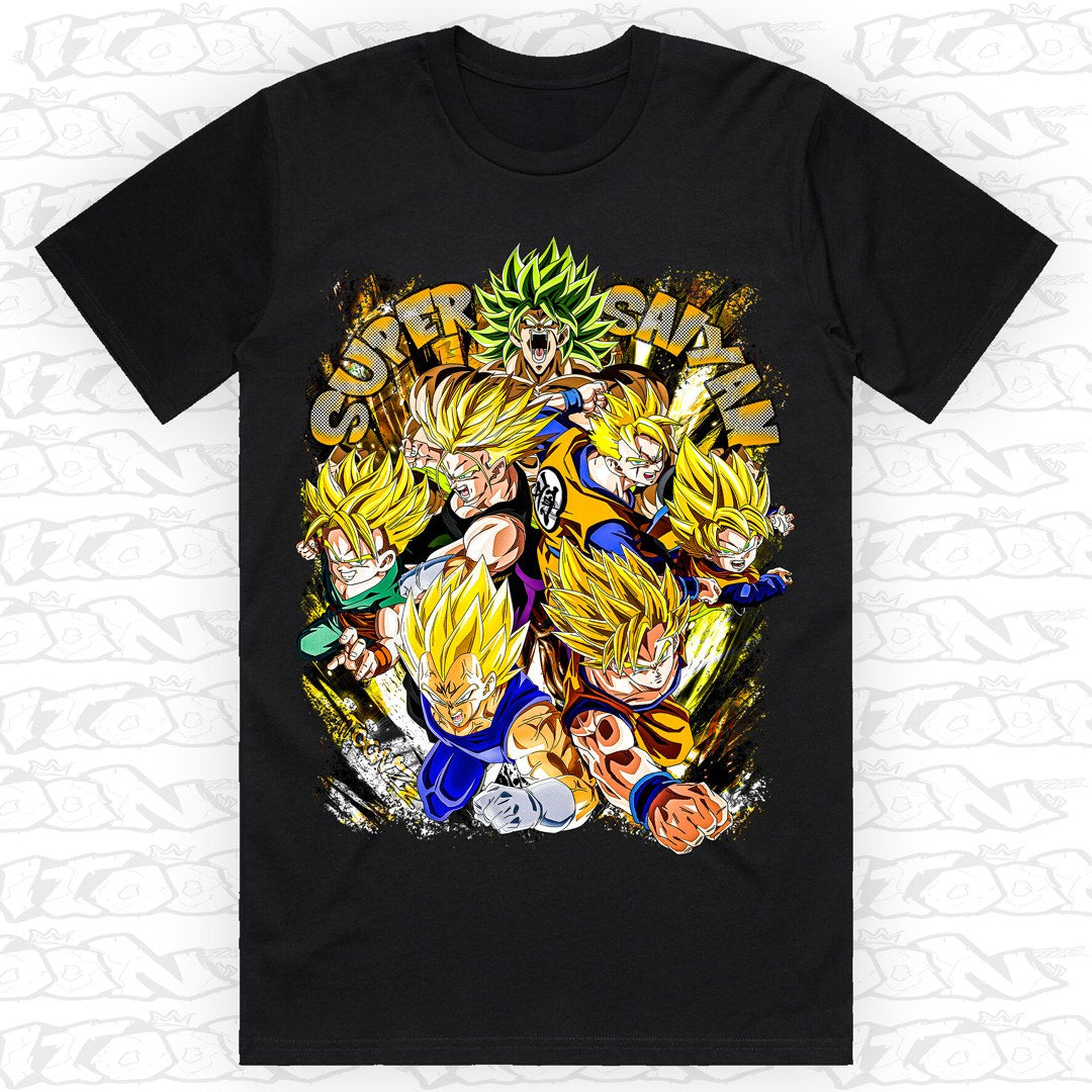 Super Saiyan on a black AS Colour Block tee - Single front print.