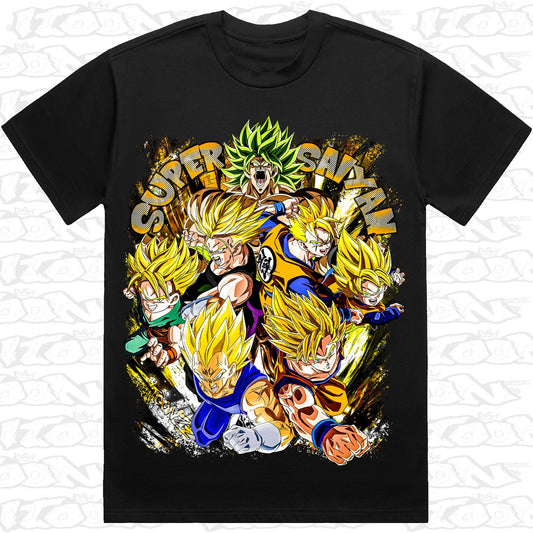 Super Saiyan on a black AS Colour Heavy tee - Single front print.