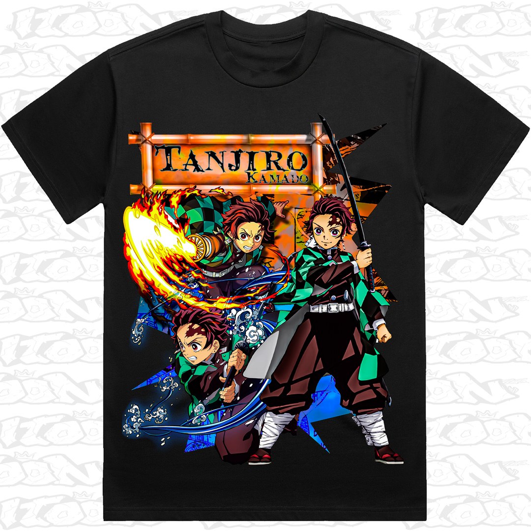 Tanjiro on a black AS Colour Heavy tee - Single front print.