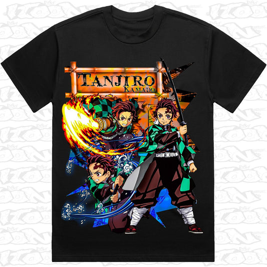 Tanjiro on a black AS Colour Heavy tee - Single front print.