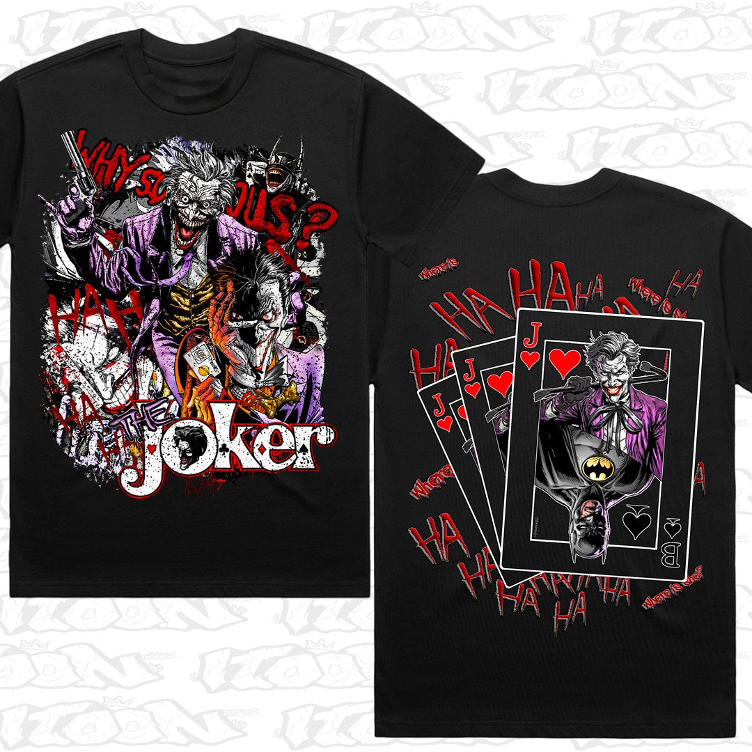 The Joker on a black AS Colour Heavy tee - Front and back print.