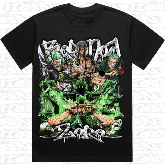 Zoro - Nothing Happened on a black AS Colour Heavy tee - Single front print.